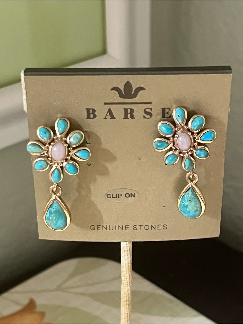NWT Studio Barse Genuine Turquoise and Opal Clip On Earrings#BJER